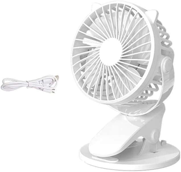 Multi-Purpose Clip Fan – White, 3-Speed Adjustable Fan with Low Noise, Strong Blades, Stable Base, and Clip for Desk, Laptop, Car, or Office Use – Ideal for Makeup and Charcoal Lighting