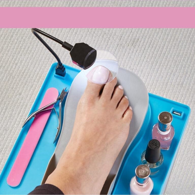 Foldable Pedicure Device with Adjustable Legs and Built-In Foot Rest – Portable Home Foot Care Tool for Comfortable Nail Trimming and Heel Cleaning – Lightweight Design for Easy Storage
