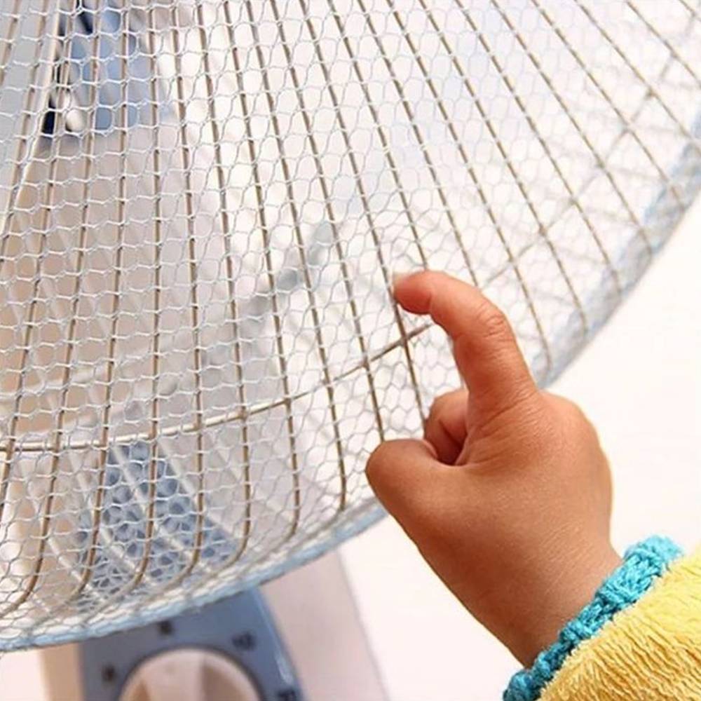 عرض قطعتين غطاء مروحة شبكي أسود وبيج